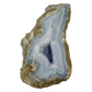 Blue lace agate raw geode, open cavity showing fine druzy crystal