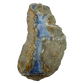 Blue lace agate raw geode, rear view of rough tan and gray host rock