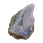 Blue lace agate raw geode from Malawi, uncut host rock framing the blue banded interior