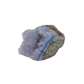 Blue lace agate raw geode, wide blue banded face across the open vug