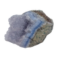 Blue lace agate raw geode, wide blue banded face across the open vug