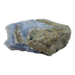 Blue lace agate raw geode, side profile of the uncut nodule