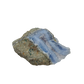 Blue lace agate raw geode, rear view of rough tan and grey host rock