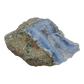Blue lace agate raw geode, rear view of rough tan and gray host rock