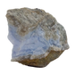 Blue lace agate raw geode, angled view of banded blue chalcedony