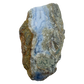 Blue lace agate raw geode, rear view of rough tan and gray host rock