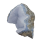 Blue lace agate raw geode, detail of pale blue lacy banding