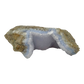 Blue lace agate raw geode, rear view of rough tan and gray host rock