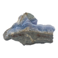 Blue lace agate raw geode, rear view of rough tan and gray host rock