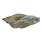 Blue lace agate raw geode from Malawi, rough host rock behind the banded face