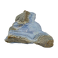Blue lace agate raw geode, long banded face angled into the light
