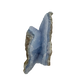 Blue lace agate raw geode, upright view with the fullest blue banding showing