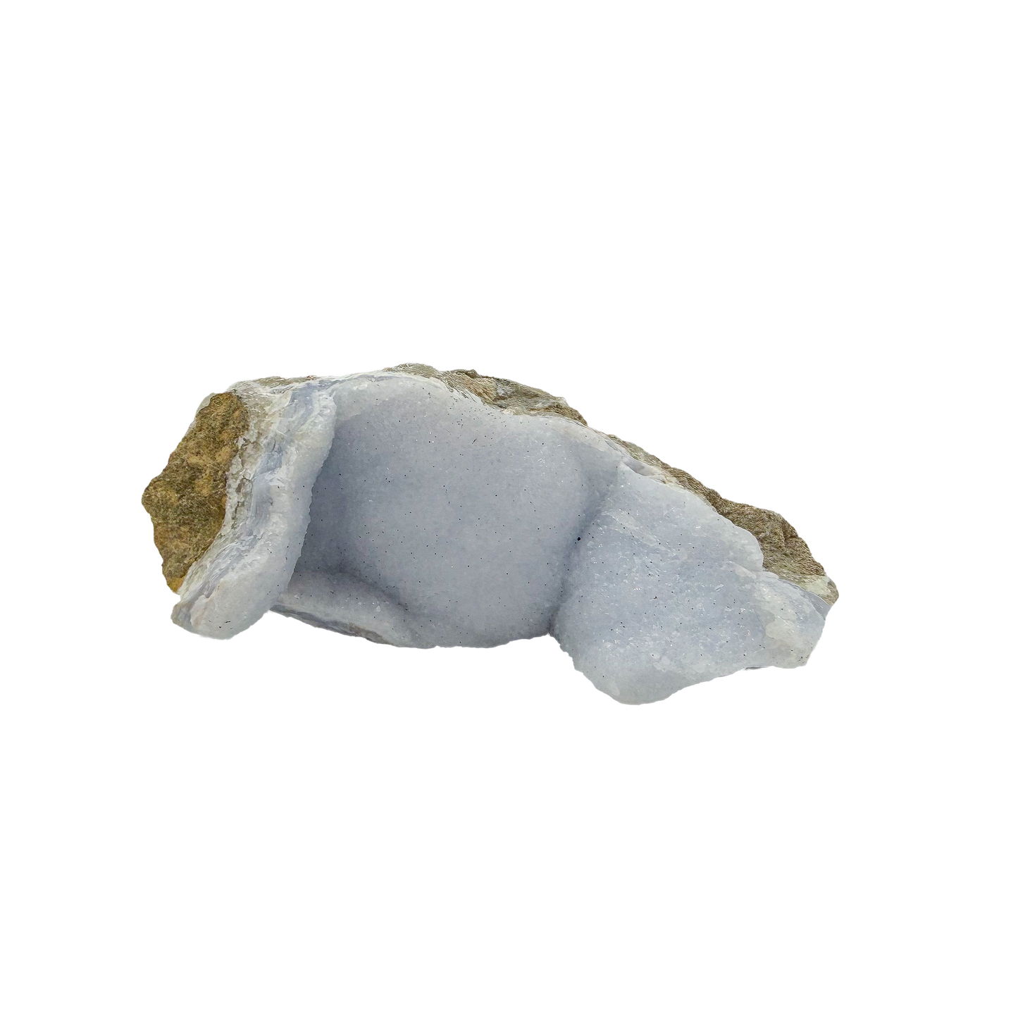 Blue lace agate raw geode from Malawi, AA grade, rounded 4.17 inch piece with a druzy bowl cavity