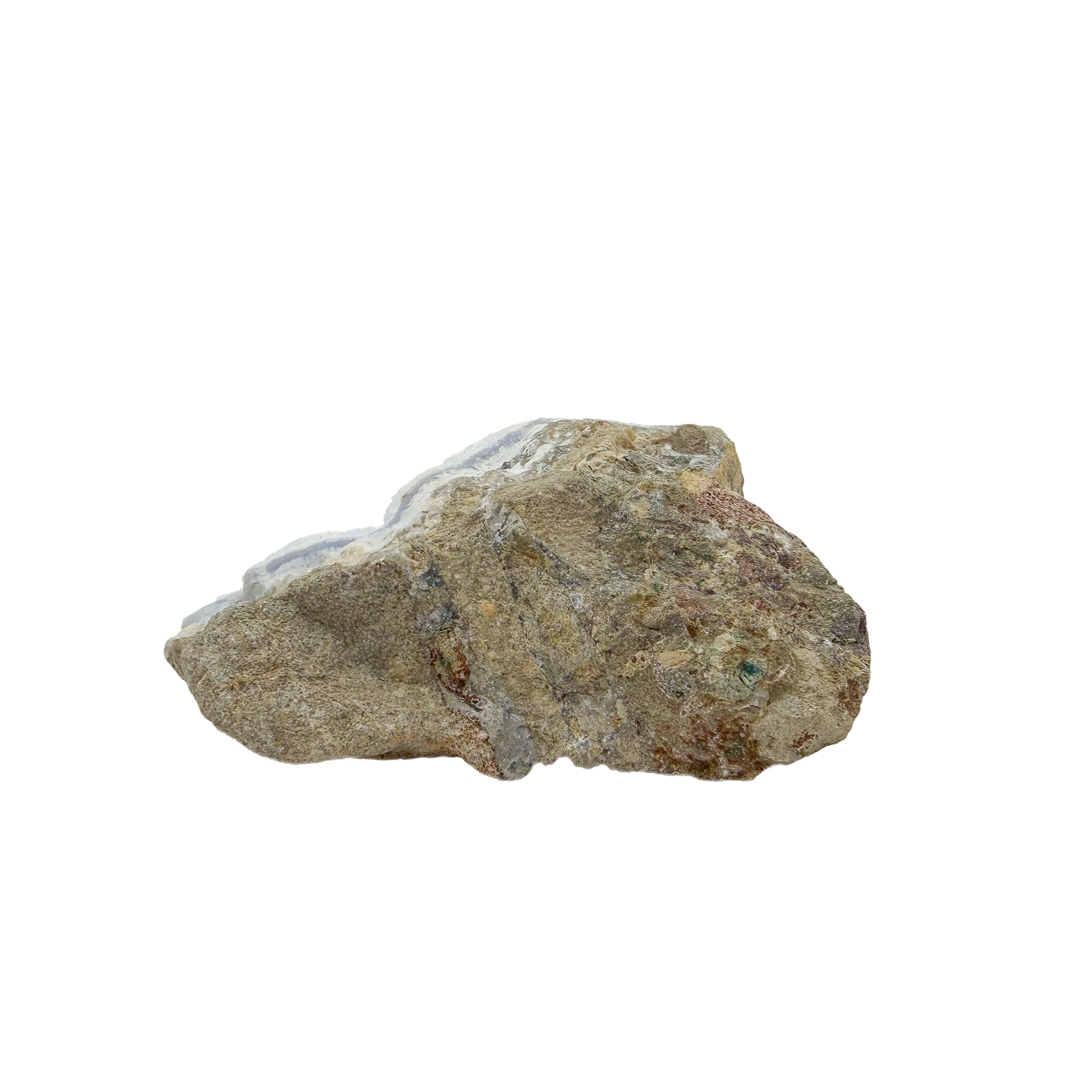 Blue lace agate raw geode, rough exterior of the rounded nodule