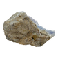 Blue lace agate raw geode, rear view of rough tan and gray host rock