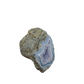 Blue lace agate raw geode, upright view showing the fullest blue in the cavity