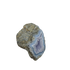 Blue lace agate raw geode, upright view showing the fullest blue in the cavity