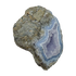 Blue lace agate raw geode, upright view showing the fullest blue in the cavity
