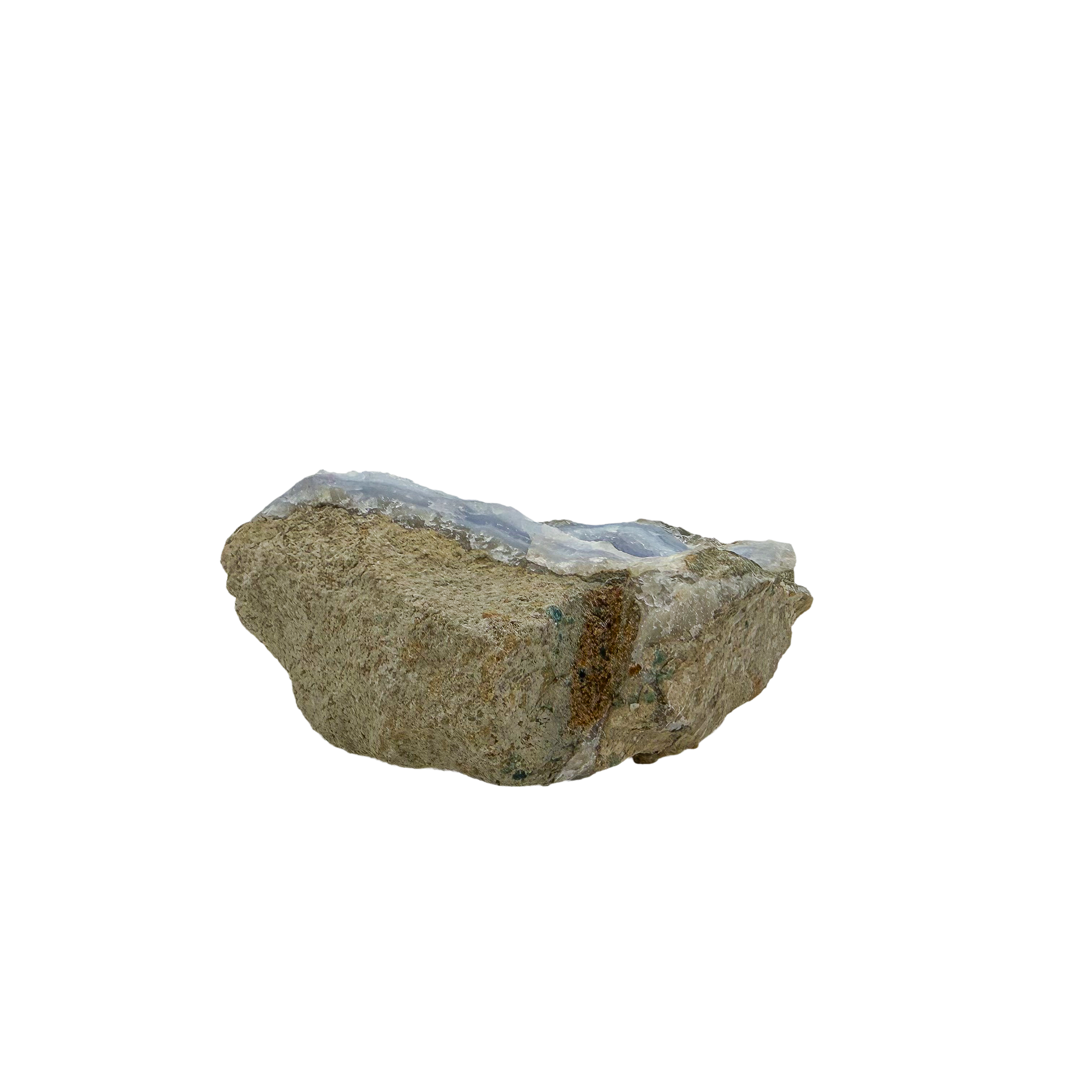 Blue lace agate raw geode, rough exterior of the squared nodule