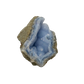 Blue lace agate raw geode, upright view with the fullest blue coverage
