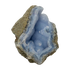 Blue lace agate raw geode, upright view with the fullest blue coverage