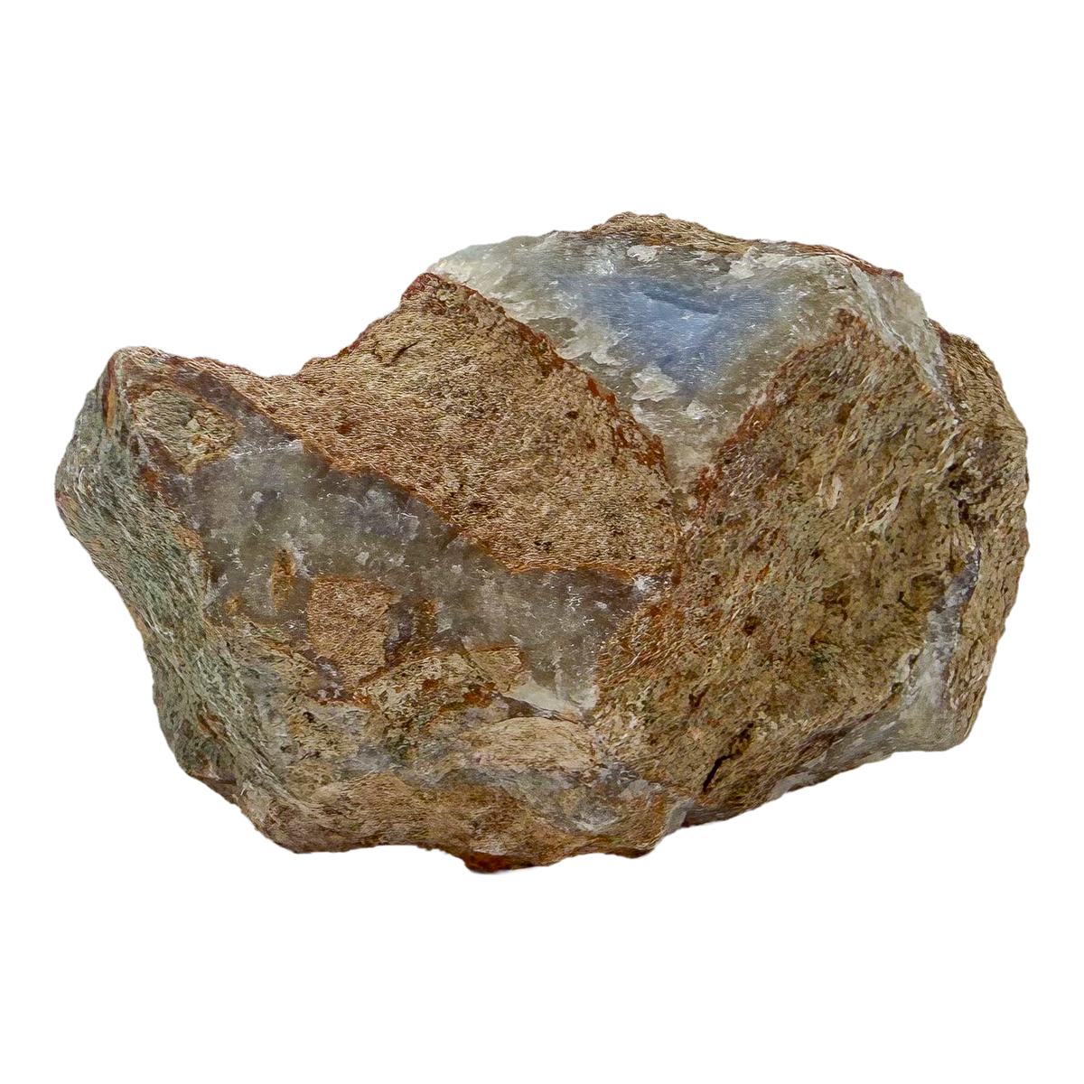 Blue lace agate raw geode, rough exterior of the palm sized nodule