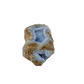 Blue lace agate raw geode, upright view of the open blue cavity