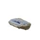 Blue lace agate raw geode from Malawi, banded blue layers across the flat face