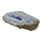 Blue lace agate raw geode from Malawi, banded blue layers across the flat face