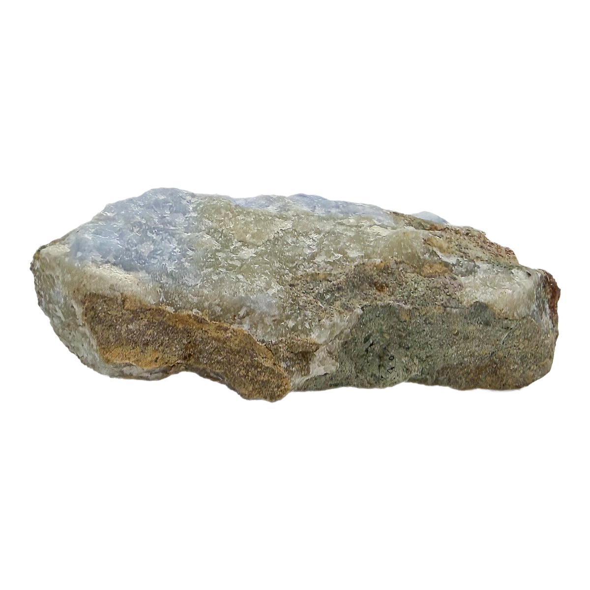 Blue lace agate raw geode, rough exterior of the thin plate