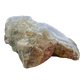 Blue lace agate raw geode, rear view of rough tan and gray host rock
