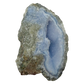 Blue lace agate raw geode, upright view with the fullest blue banding showing