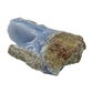 Blue lace agate raw geode from Malawi, uncut host rock framing the frosted seam