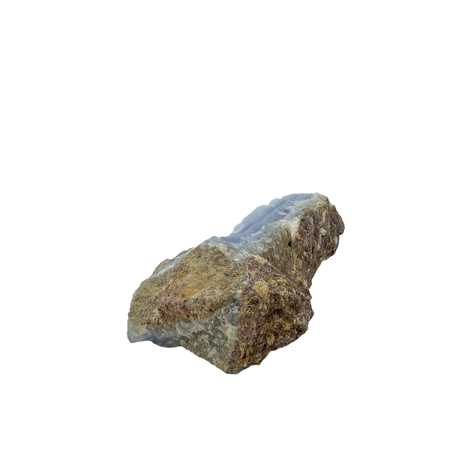 Blue lace agate raw geode, rough exterior of the elongated nodule