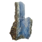 Blue lace agate raw geode, upright view of the open blue cavity