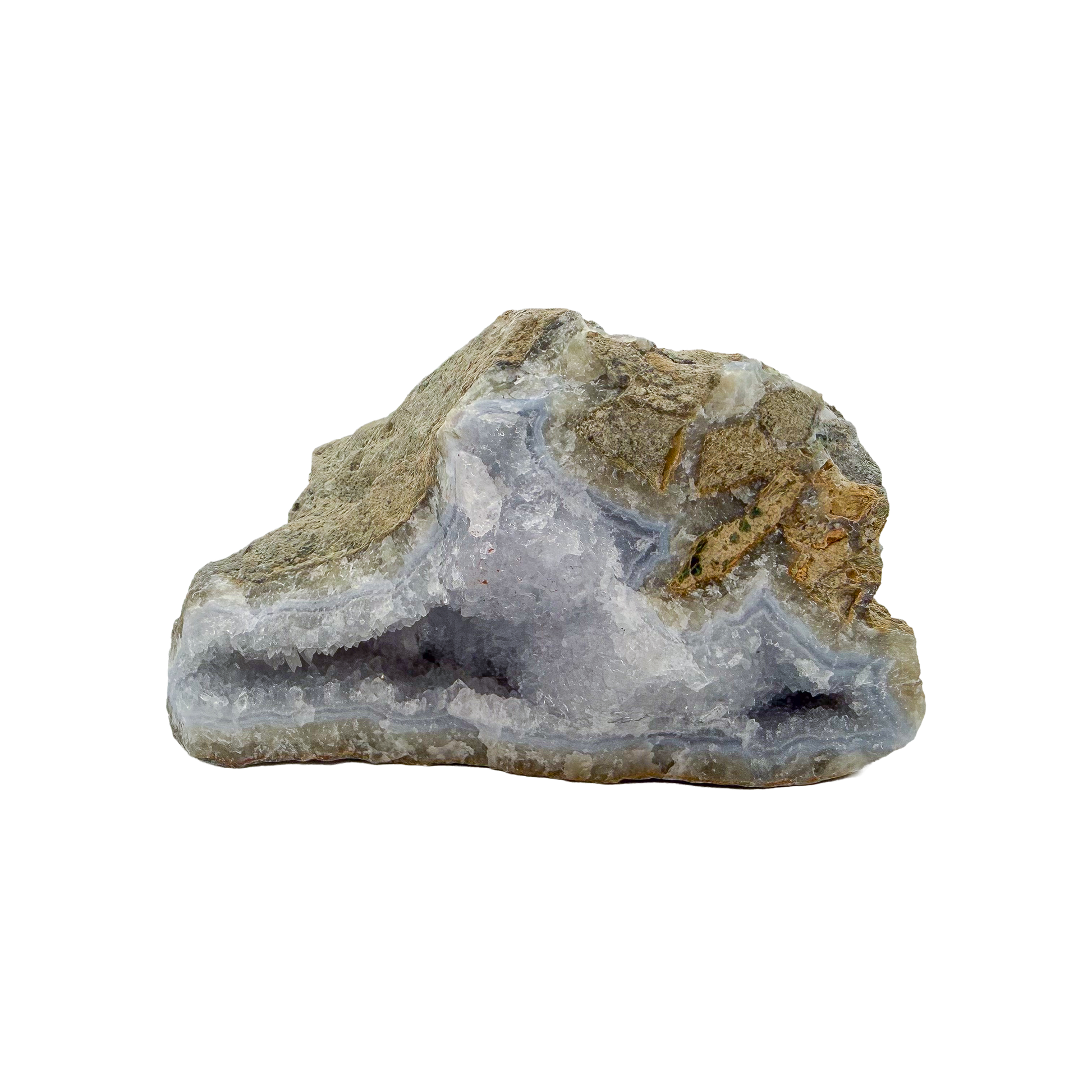 Blue lace agate raw geode from Malawi, AA grade, chunky domed 4.71 inch piece