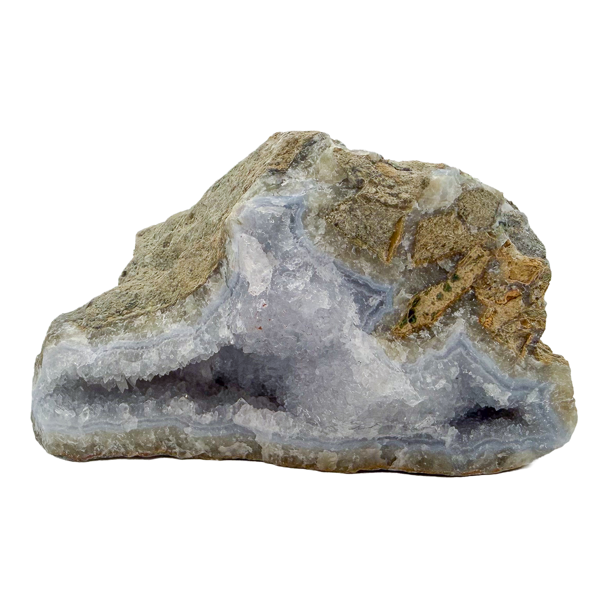 Blue lace agate raw geode from Malawi, AA grade, chunky domed 4.71 inch piece
