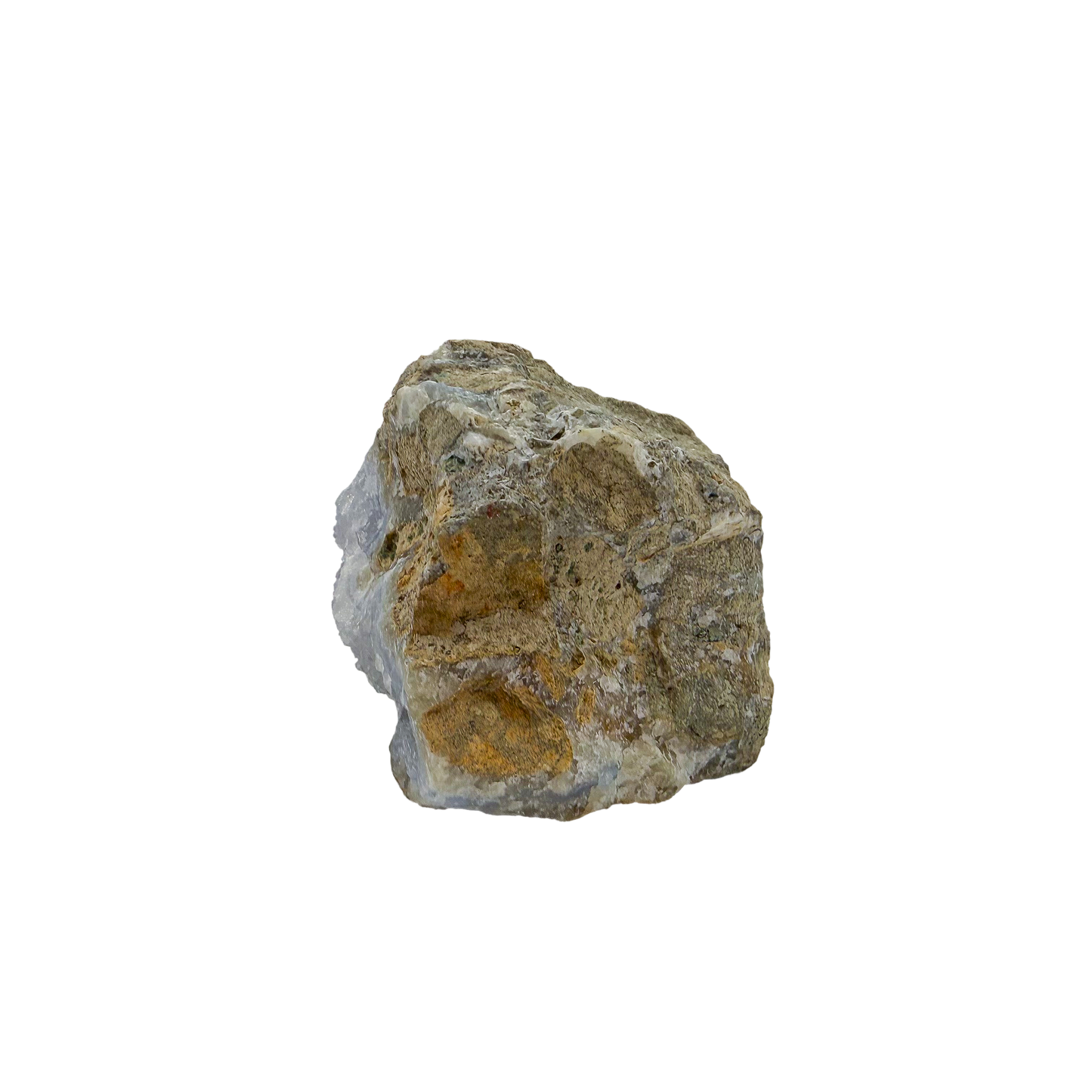 Blue lace agate raw geode from Malawi, uncut host rock over the domed nodule