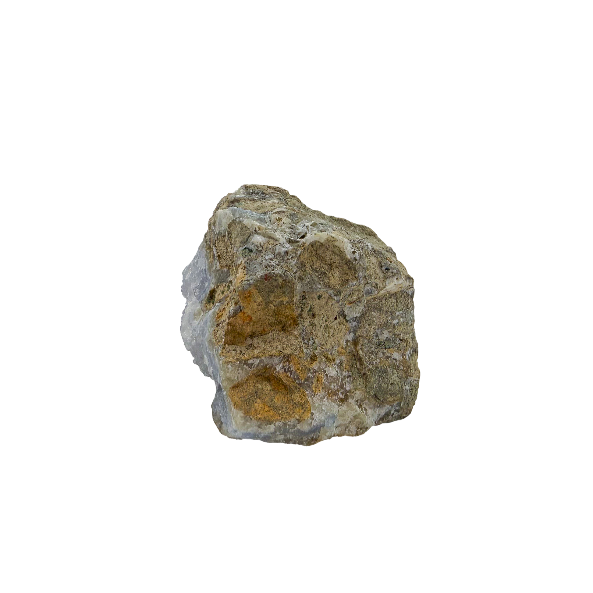Blue lace agate raw geode from Malawi, uncut host rock over the domed nodule