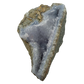 Blue lace agate raw geode, upright view showing the blue banded cavity