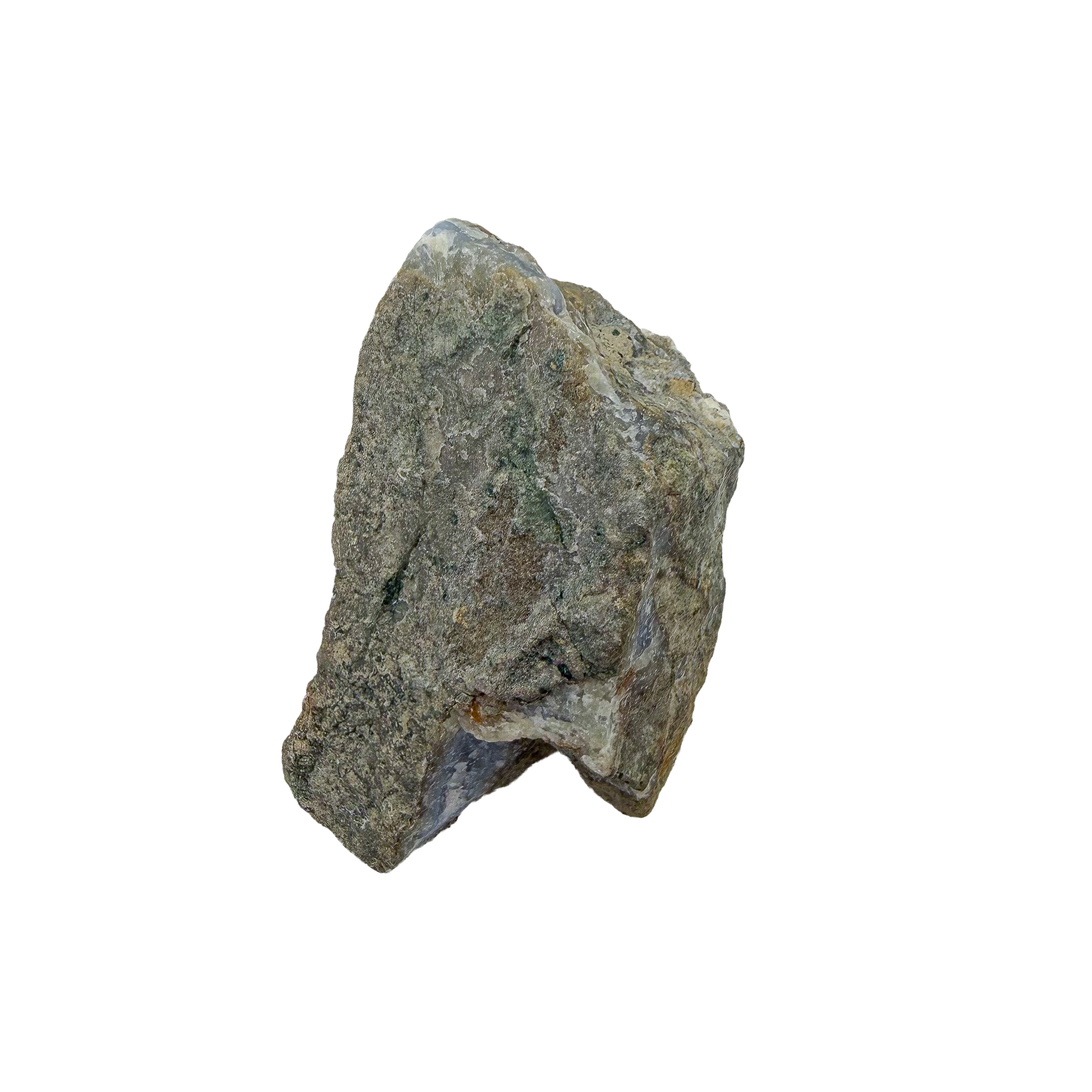 Blue lace agate raw geode, side profile of the domed nodule