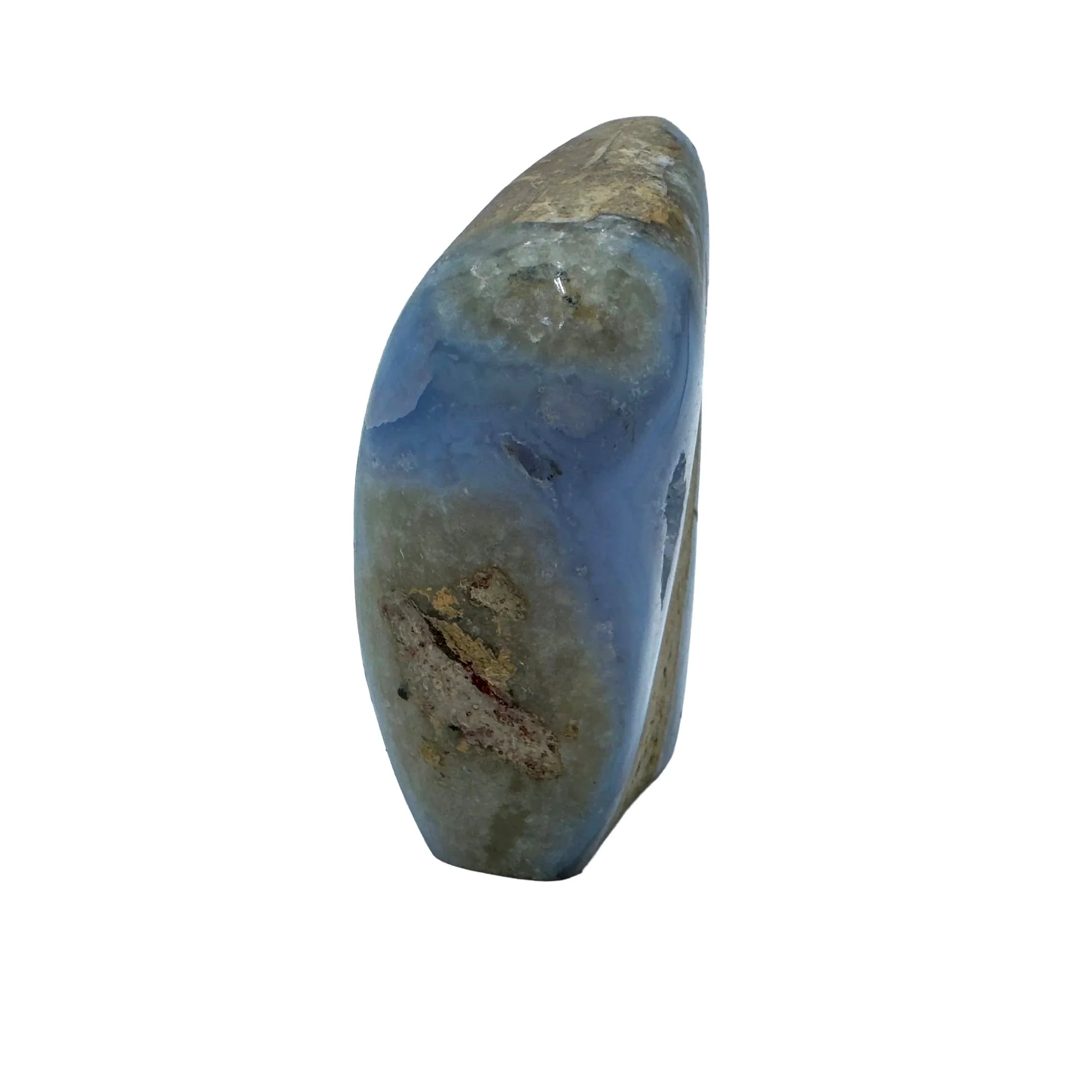 Grade aa blue lace agate geode held in hand for size reference