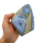 Back view of Grade AA Blue Lace Agate geode showing natural surface