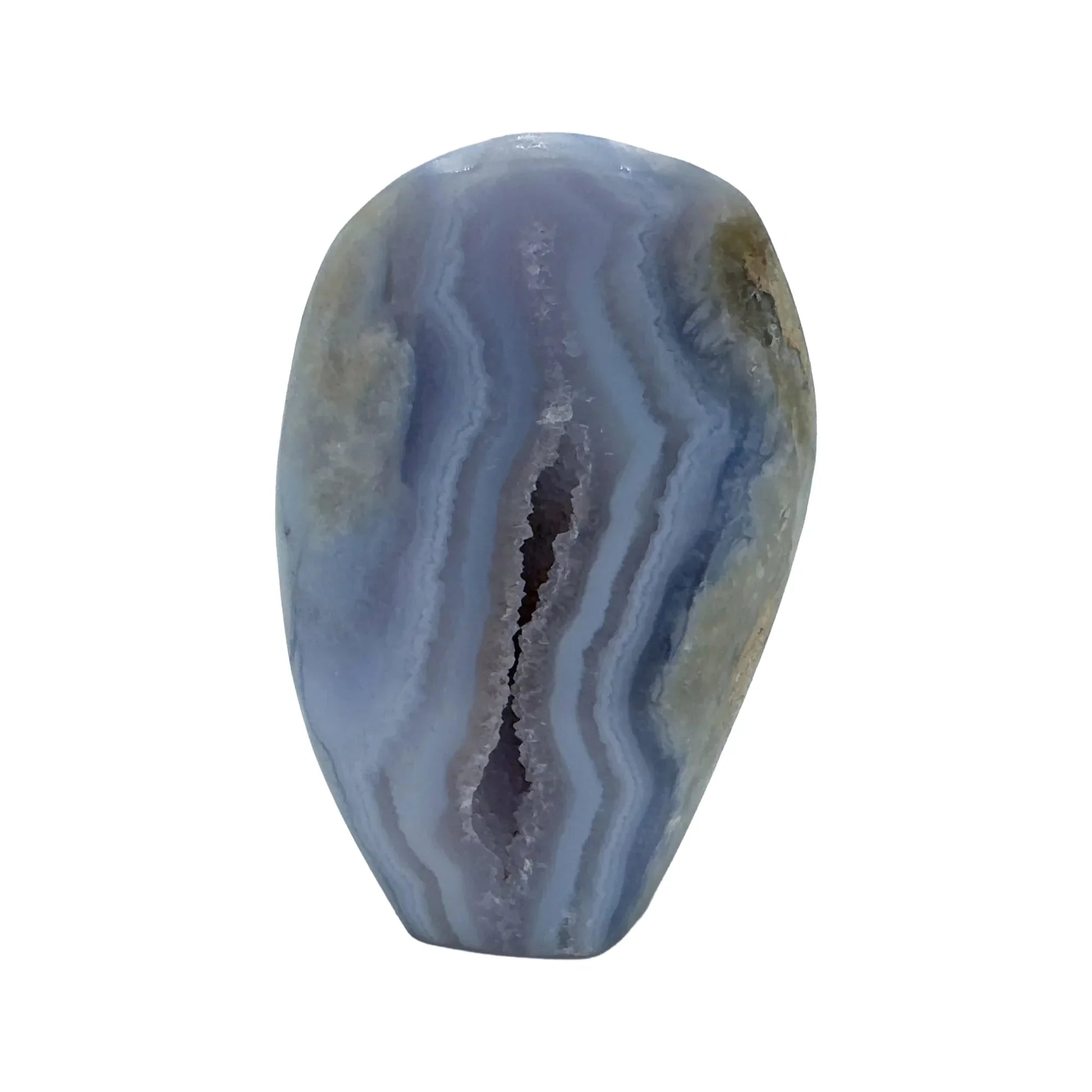 Blue Lace Agate Polished Geode Malawi natural pale blue banded agate specimen