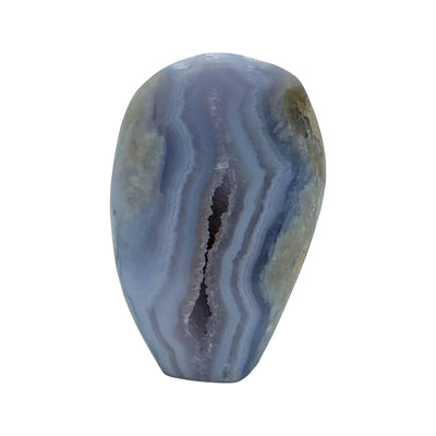 Blue Lace Agate Polished Geode Malawi natural pale blue banded agate specimen