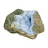 Blue lace agate raw geode, rear view of rough tan and gray host rock