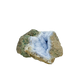 Blue lace agate raw geode, rear view of rough tan and grey host rock