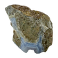 Blue lace agate raw geode, close view of druzy crystal texture