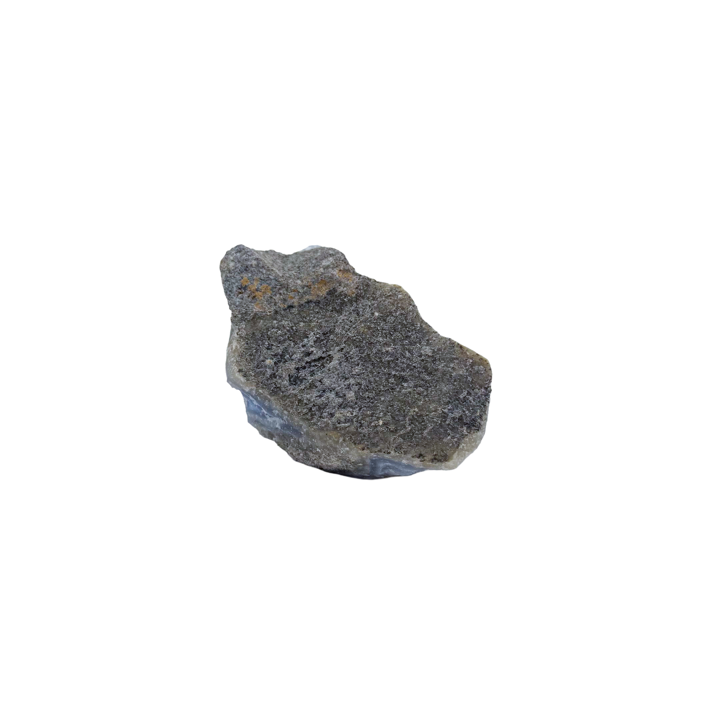 Blue lace agate raw geode from Malawi, uncut host rock with blue banded interior