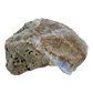 Blue lace agate raw geode, side view showing natural cavity and druzy